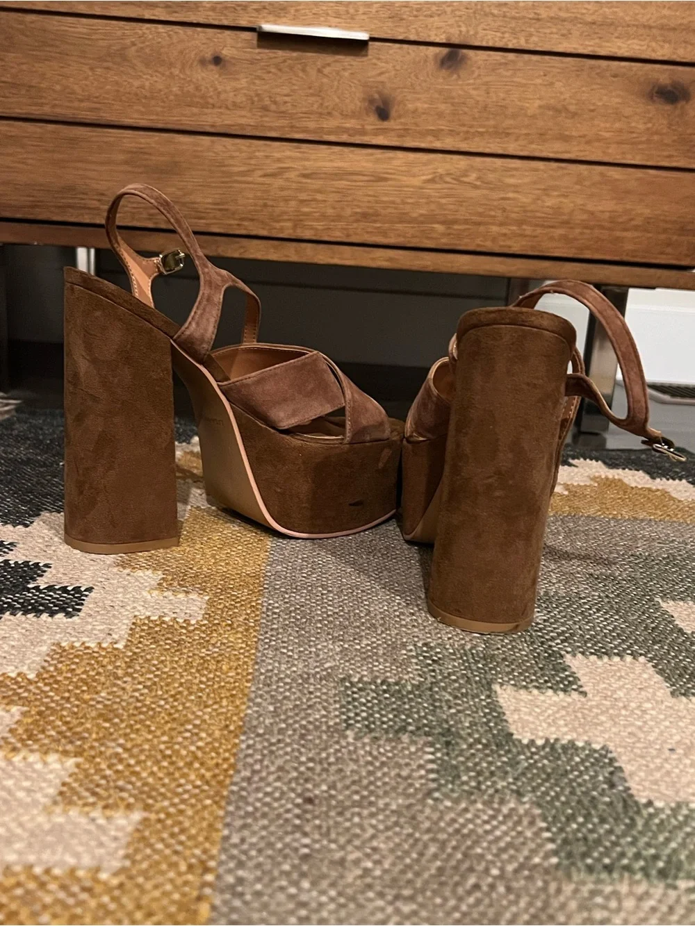 Lisa Vicky Suede Platform Cross-Strap Sandals in Brown